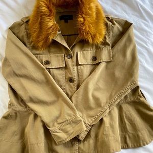 Peplum Chino Faux Fur Collar Jacket
